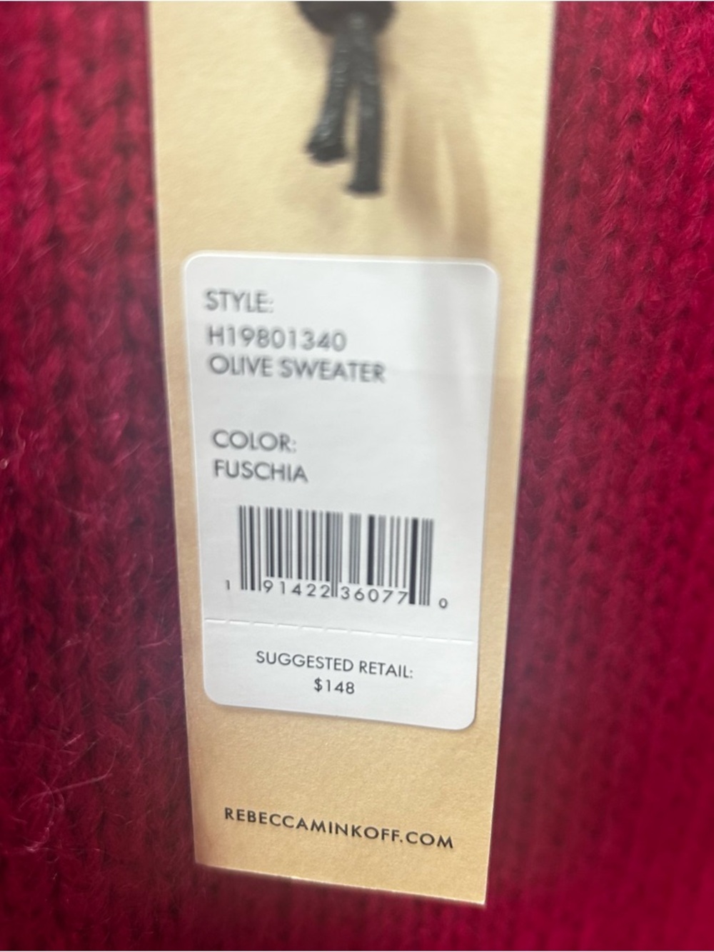 NWT Rebecca Minkoff 'Olive' Short Sleeve Crewneck Sweater In Fuchsia: Size LARGE - Picture 4 of 7